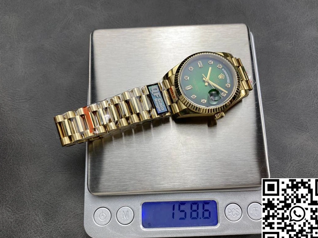 QF Date Day Tungsten Factory Dial Yellow Gold Steel 36mm M128238-0069 Rolex Green v5 0929